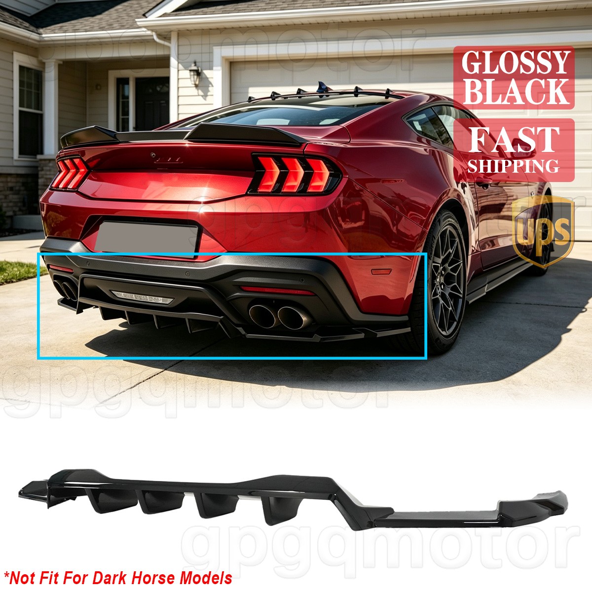 For Ford Mustang GT EcoBoost 2024-2026 MX Style Gloss Black Rear Bumper Diffuser For Ford Mustang GT EcoBoost 2024-2026 MX Style Gloss Black Rear Bumper Diffuser