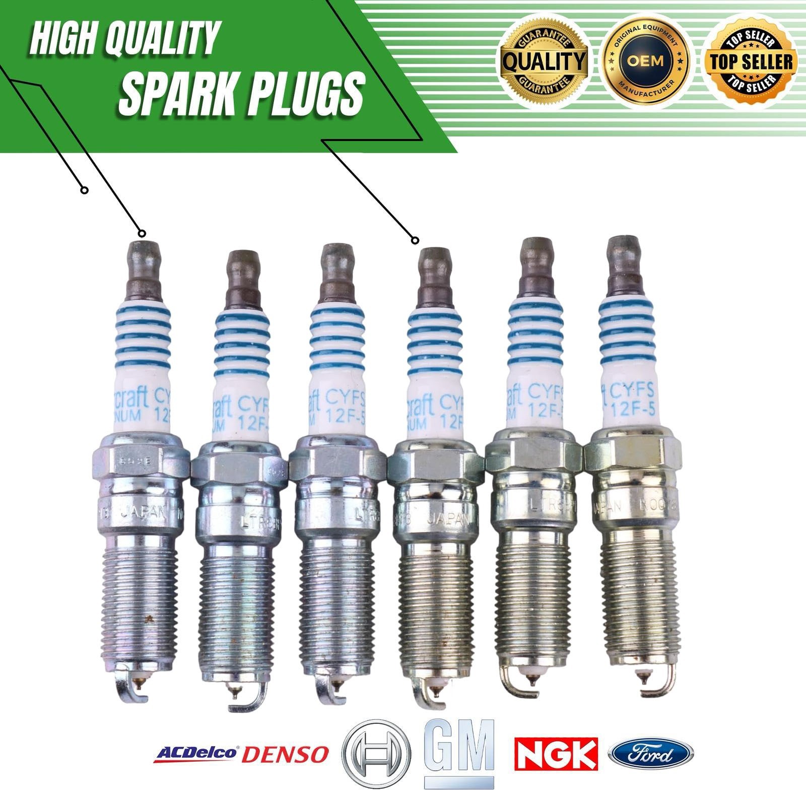 Genuine 6X Motocraft Spark Plugs 2014-19 Ford Transit-150/ 250/ 350/ 350 HD 3.7L