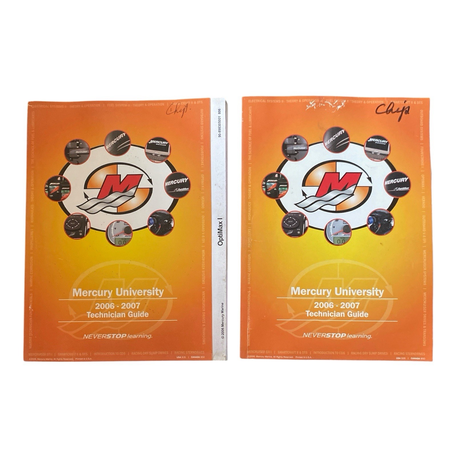 Mercury University OptiMax I & Gearcase Technician Guides OEM 2 Book Set