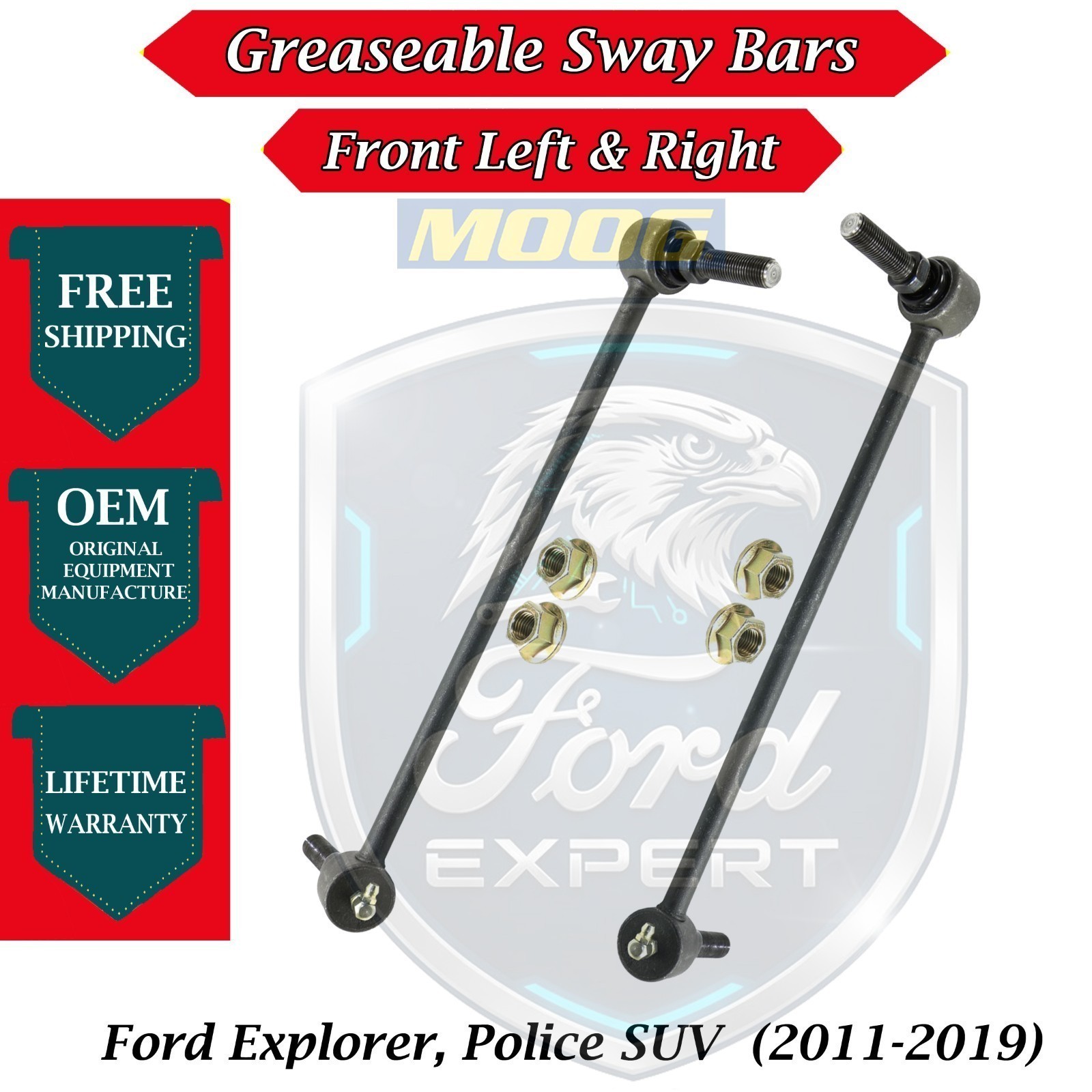 MOOG OEM Front Sway Bar Links For 2011-2019 Ford Explorer/Police SUV 10 Yr W.
