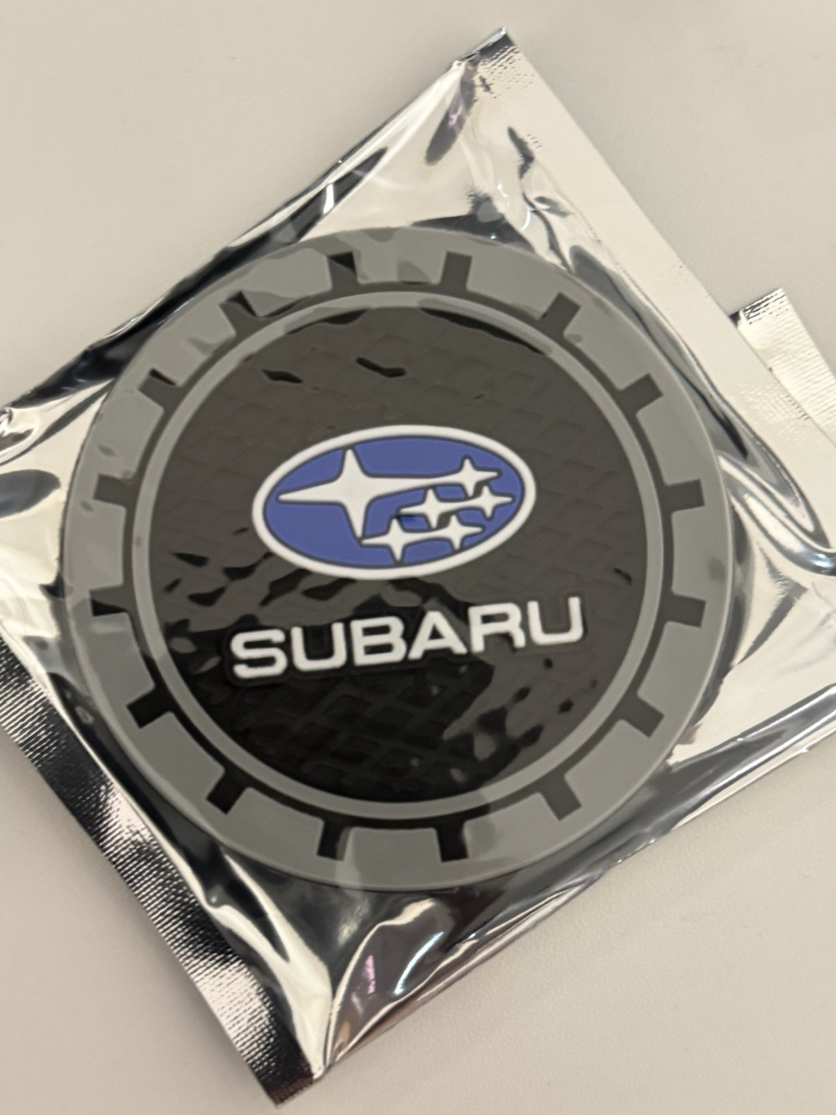 New 2pc Subaru Cup Coasters Black Blue Gray And White New 2pc Subaru Cup Coasters Black Blue Gray And White