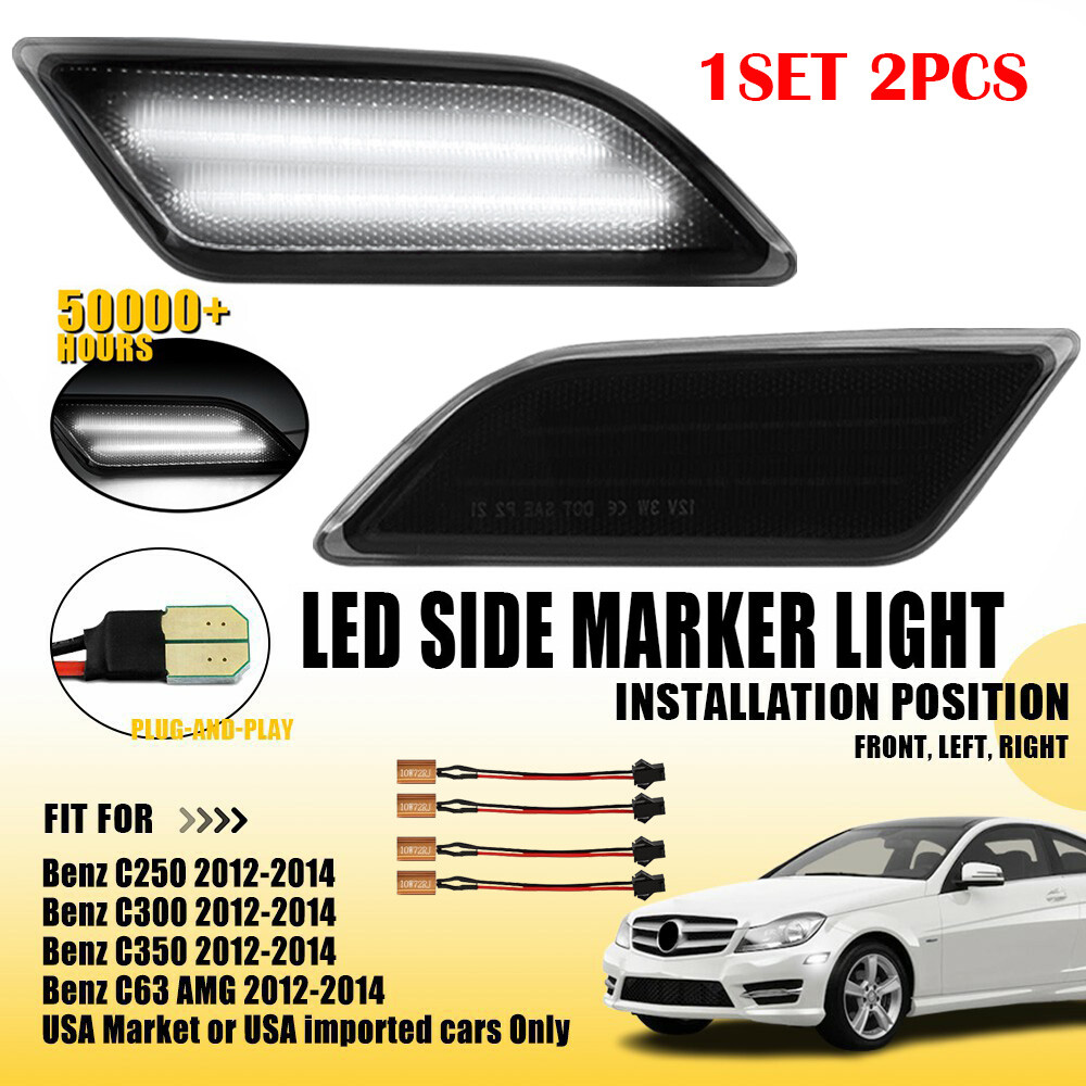 Smoked Side Marker Parking Light For Mercedes Benz C250 C300 C350 C63 2012-2014