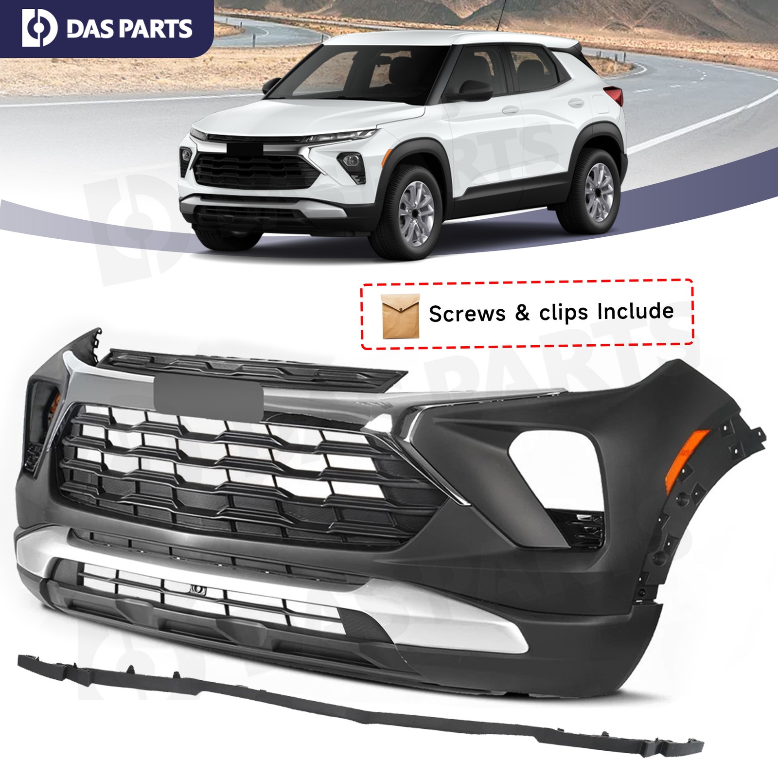 Front Bumper Grille Grill Kit For 2024 2025 2026 Chevy Trailblazer LS LT 24-26