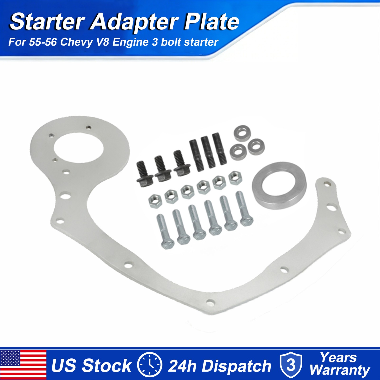 For 55-56 Chevy Starter Plate And Newer Blocks With Broken Starter Mounts Steel
