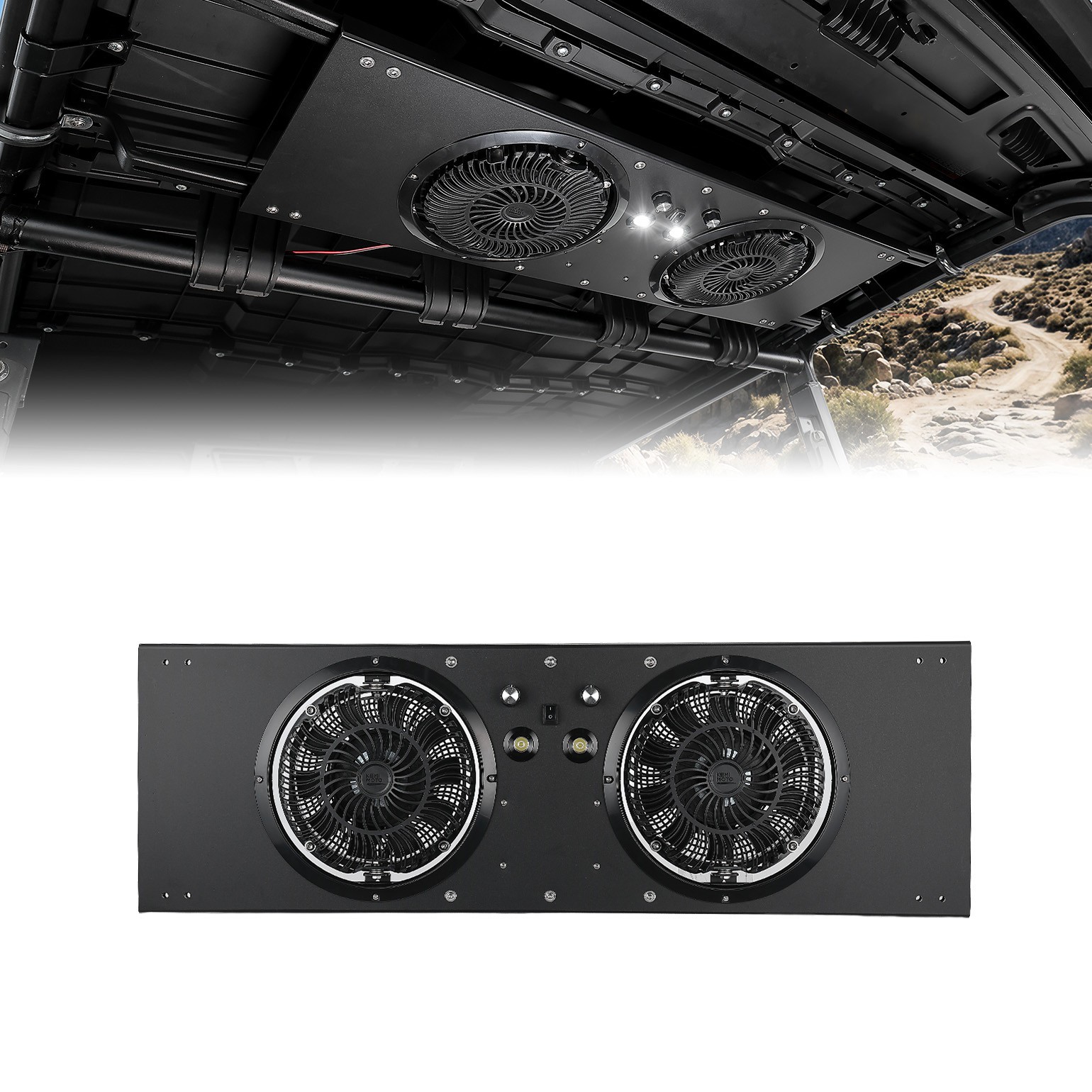 KEMIMOTO Upgrade UTV Cab Cooling Fan Mount Roof for Can-Am Defender General Mule