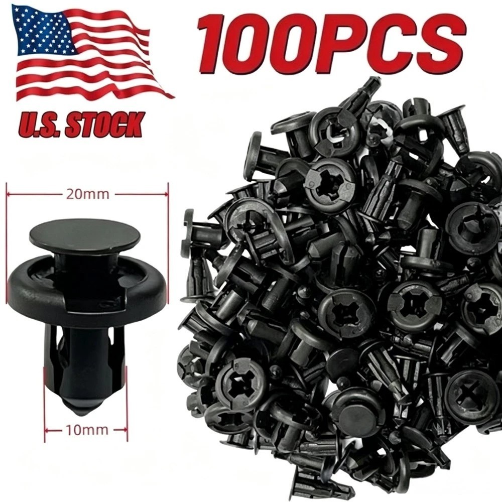 100Pcs For Honda Bumper Clips Hood Fender Push Rivets Retainer Fasteners 10mm
