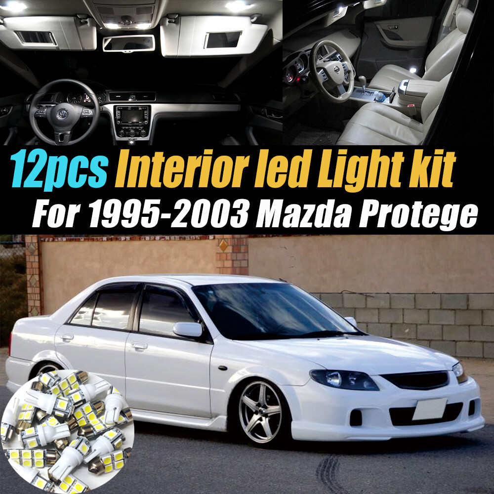 12Pc Super White Car Interior LED Light Bulb Kit for 1995-2003 Mazda Protege