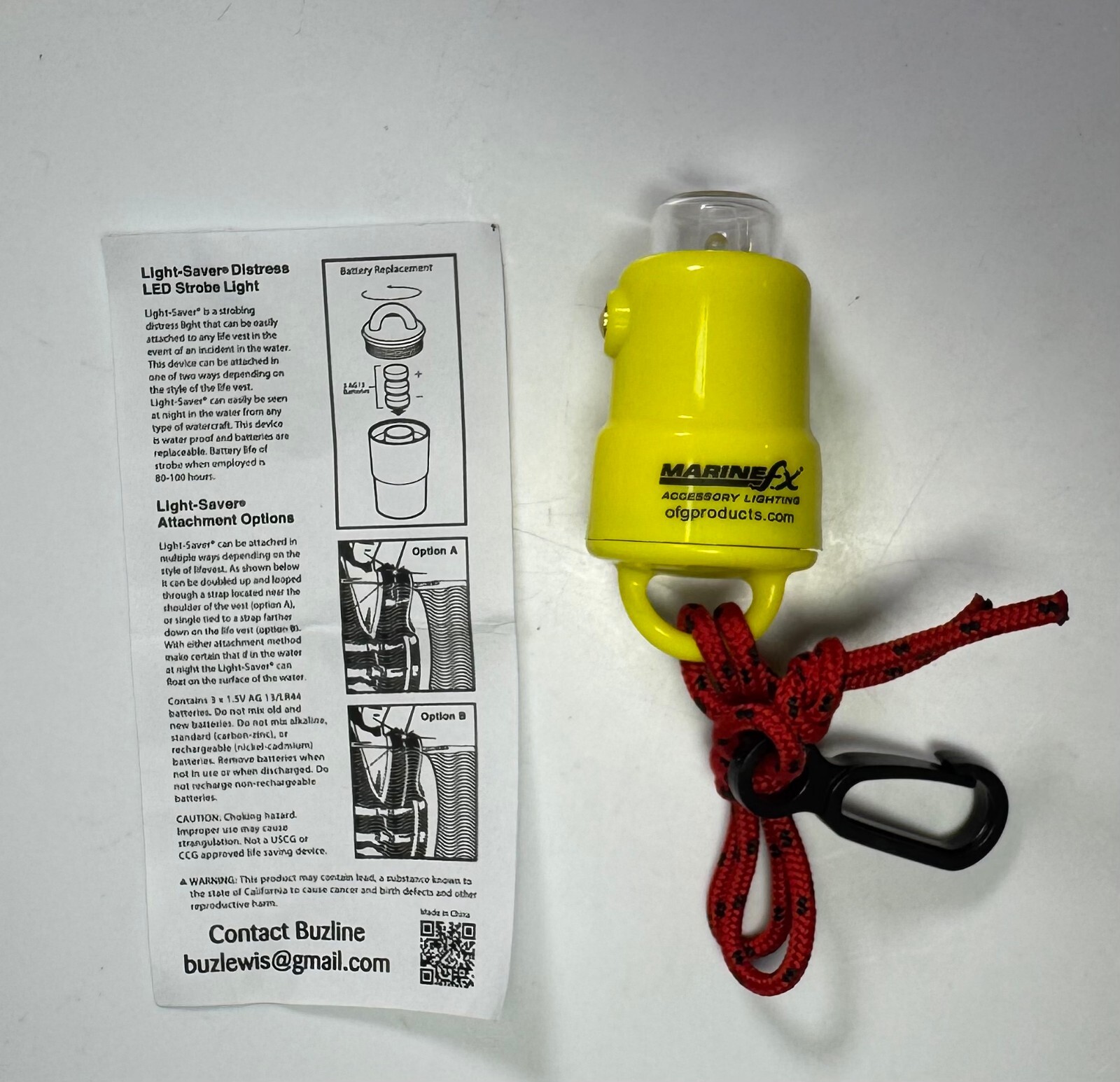 Water Activated Autom strobing LED Life Vest Light by Buzline W/custom Logo Water Activated Autom strobing LED Life Vest Light by Buzline W/custom Logo