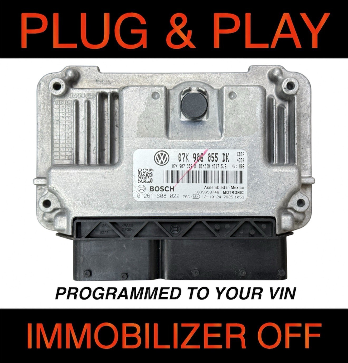 2012-2014 Volkswagen Jetta 2.5L AT Engine Computer ECU 07K906055DK PROGRAMMED 2012-2014 Volkswagen Jetta 2.5L AT Engine Computer ECU 07K906055DK PROGRAMMED