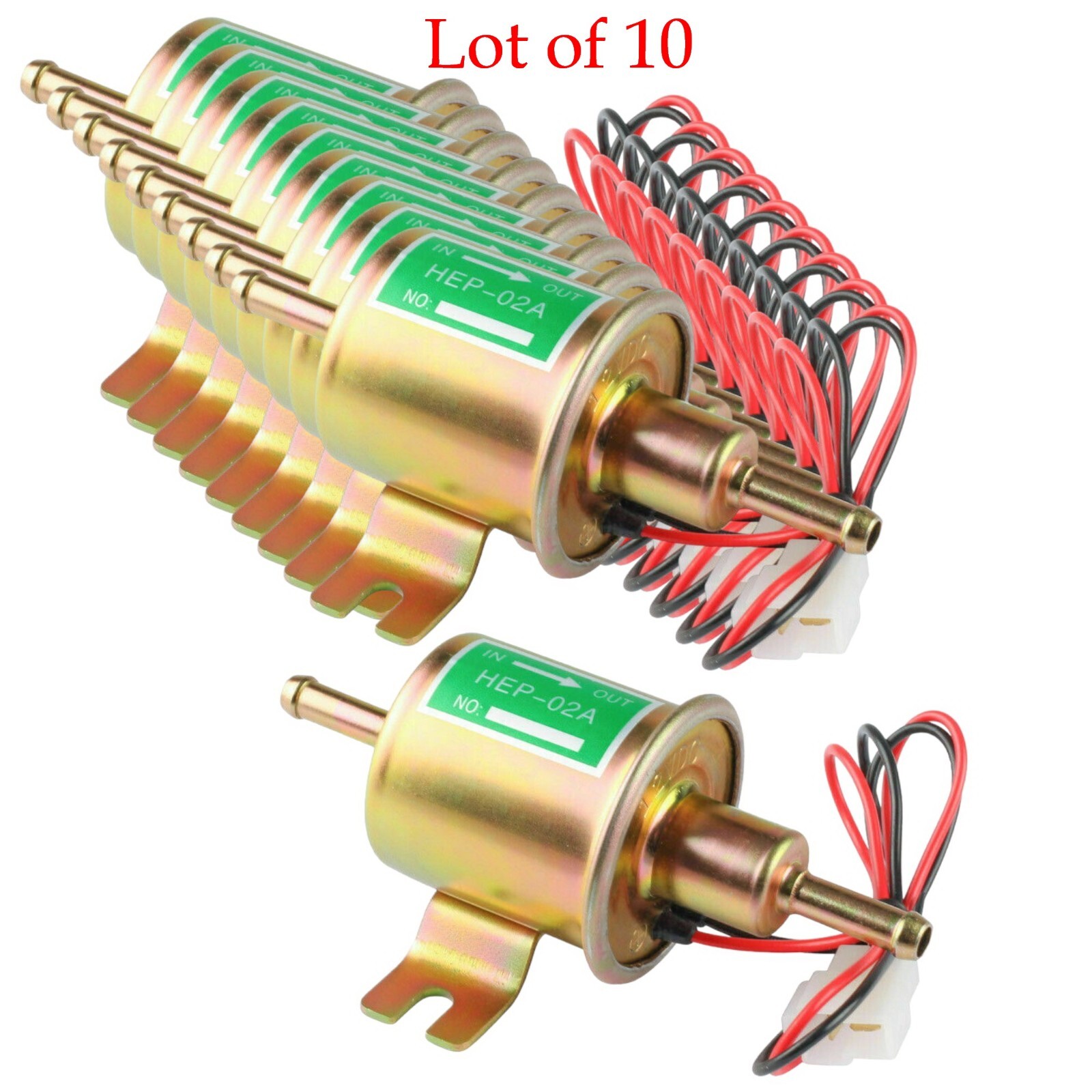 10x 12V Electric Fuel Pump HEP-02A Universal Inline Low Pressure Gas Diesel 10x 12V Electric Fuel Pump HEP-02A Universal Inline Low Pressure Gas Diesel