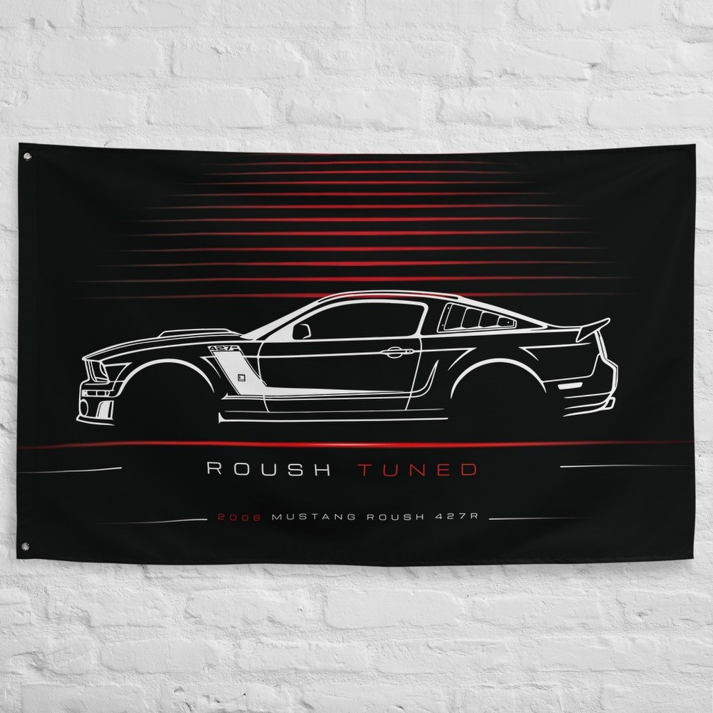 Mustang Roush 427R 2008 Car Silhouette Flag 3x5 ft Garage Banner Wall Decor
