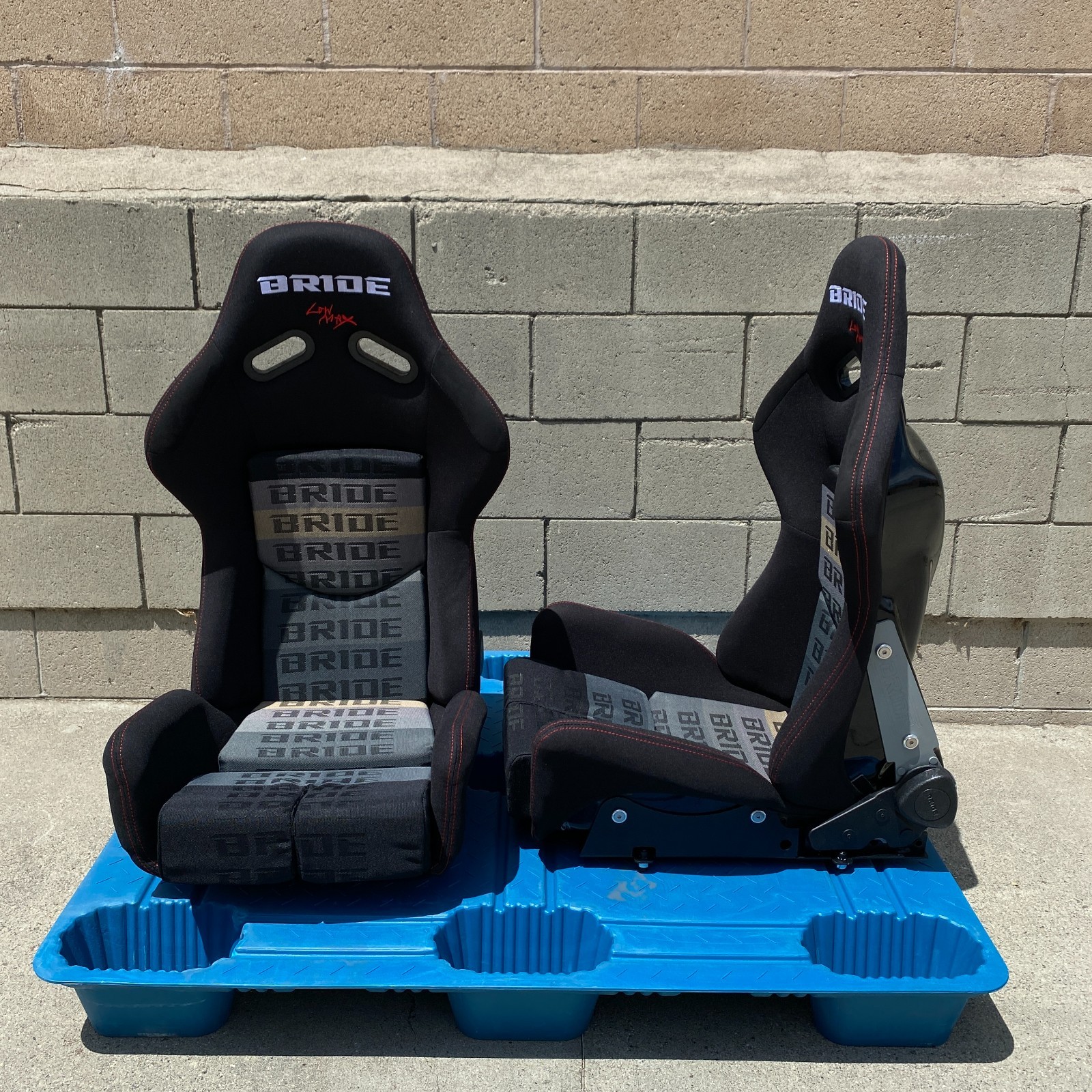 Pair (2) BRIDE BLACK Gradation Seats Low Max JDM RECLINER BUCKET Drift Race Seat