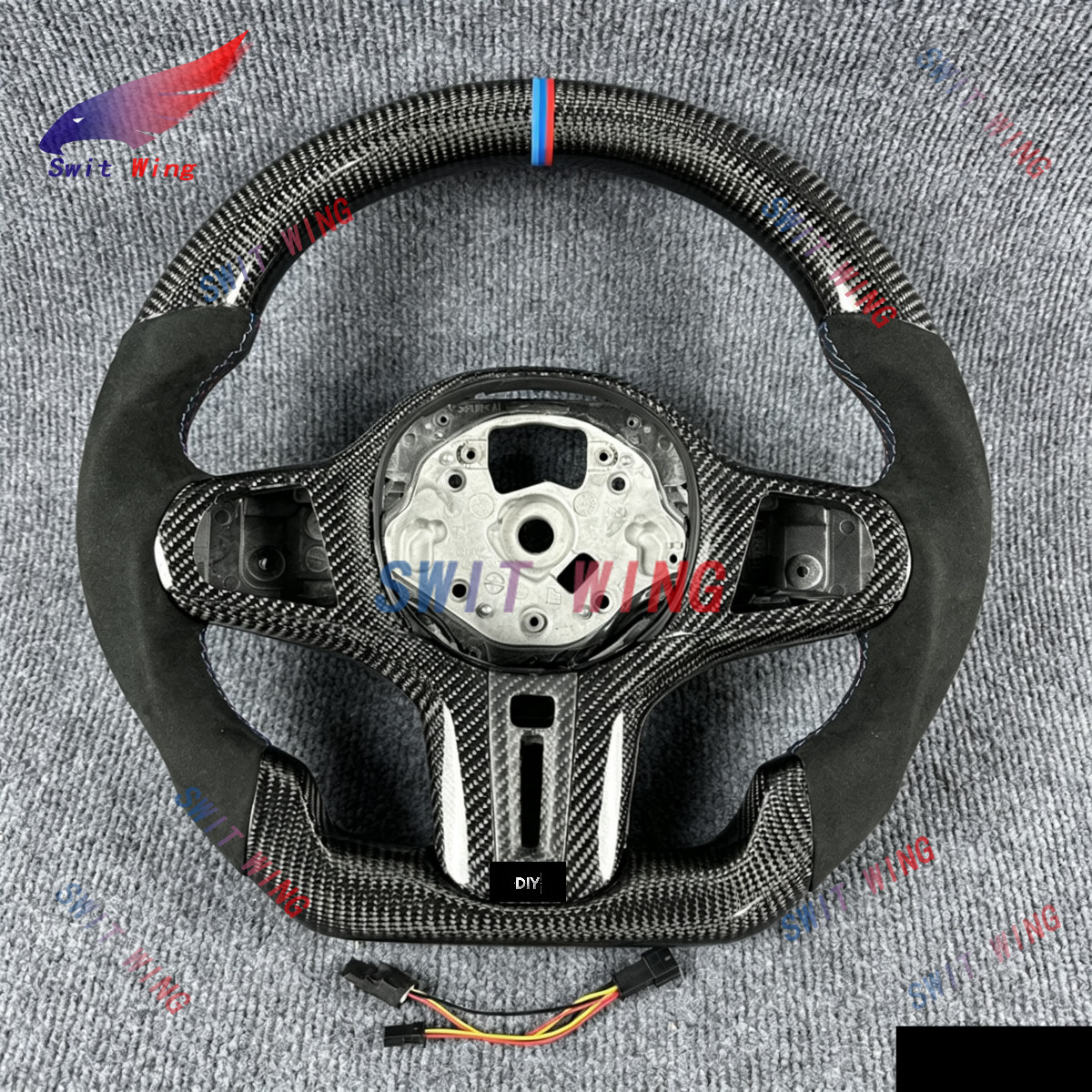 Customized black alcantara carbon fiber steering wheel for 2019 BMW M850i