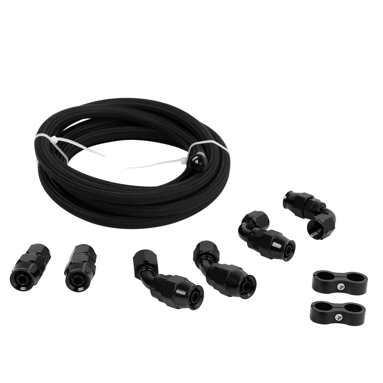 LokoCar 8AN PTFE Fuel Line Kit Nylon Braided Hose and Fittings E85 10FT Black