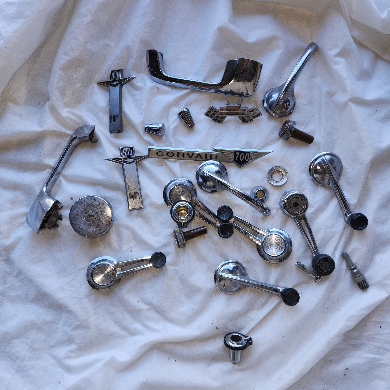 Grab bag of Corvair Chrome Trim, Handles, Knobs, etc Grab bag of Corvair Chrome Trim, Handles, Knobs, etc
