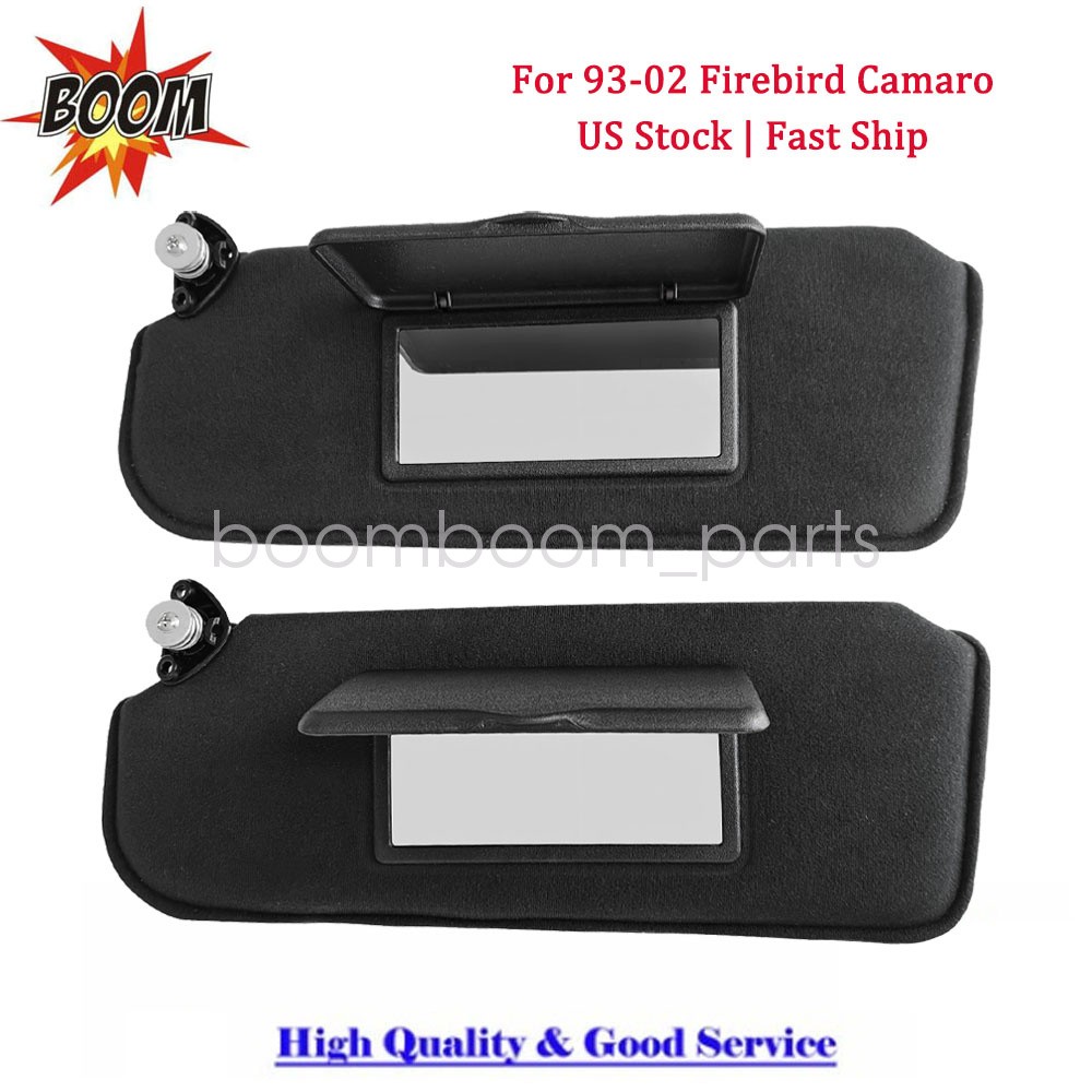 For 1993‑2002 Firebird Camaro Black Sun Visors Set Left Right With Vanity Mirror