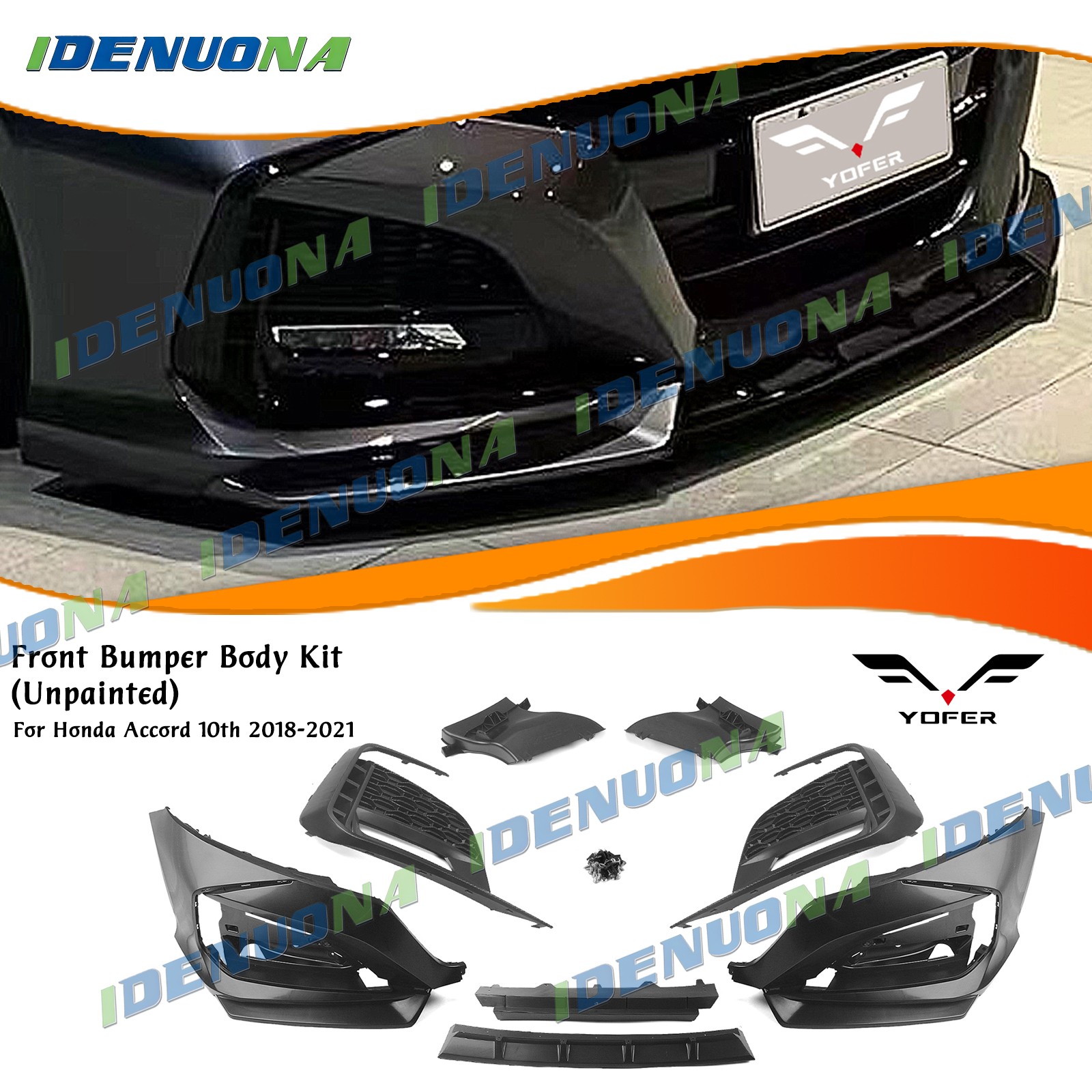 Unpainted Front Bumper Surround Molding Kit For Honda Accord 10th 18-21 YOFER