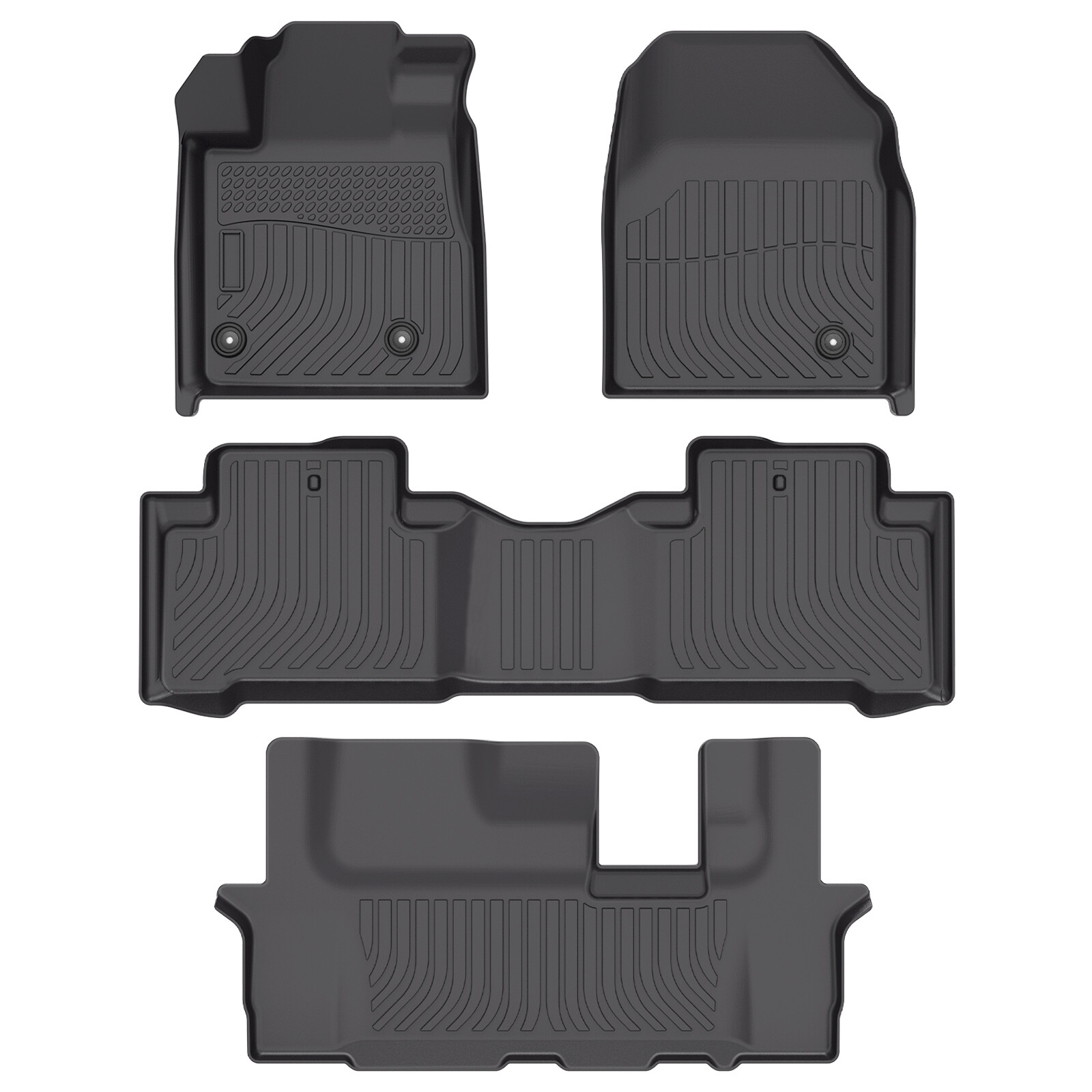 Floor Mats 3 Rows Liner Carpets For 2009-2015 Honda Pilot TPE Rubber All Weather