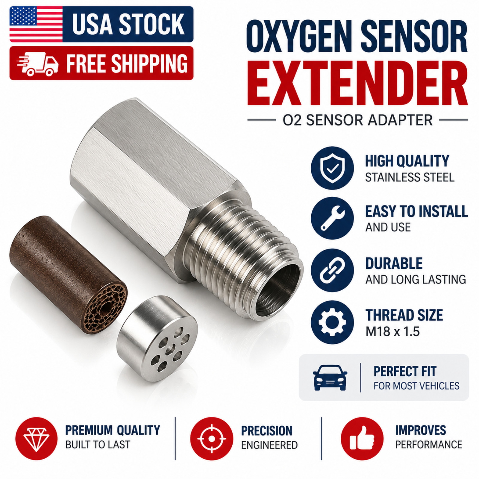 Mini Catalytic Converter Oxygen Sensor Adapter