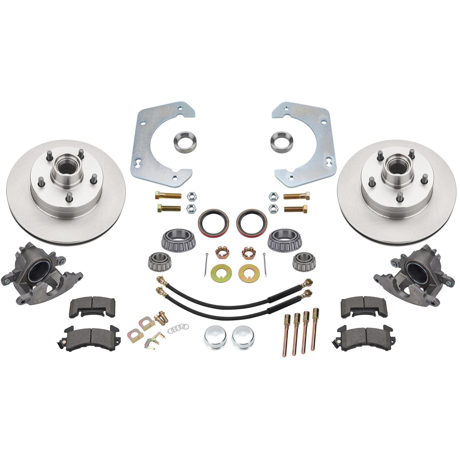 Front Disc Brake Kit, GM Mid-size to 1949-54 Fits Chevy Spindle, 5 on 4-3/4
