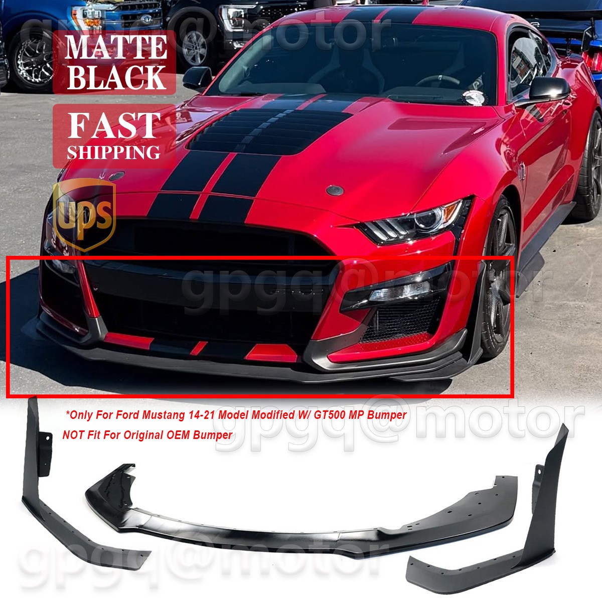 For Ford Mustang Modified W/ GT500 MP Bumper 2015-22 Front Splitter Replacement