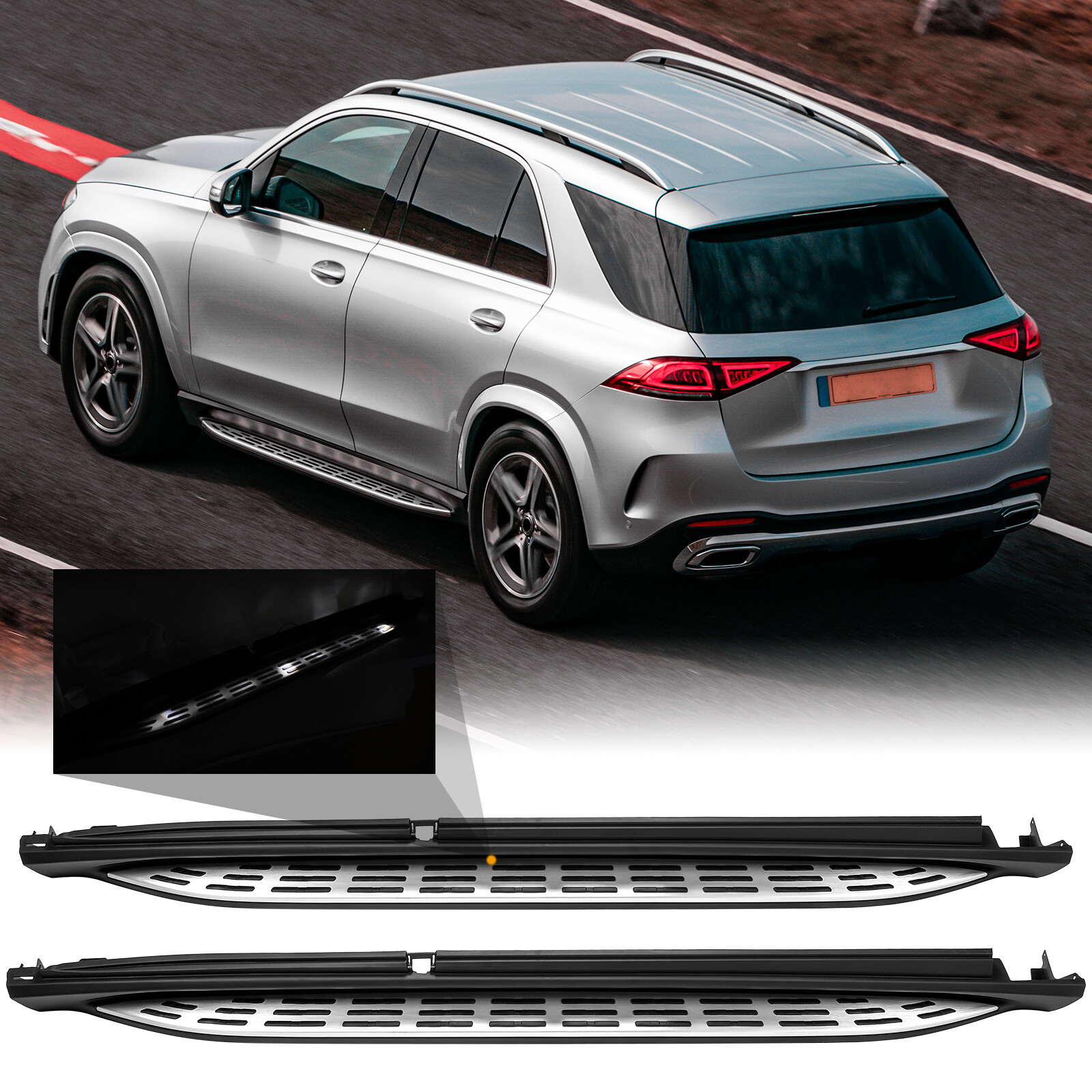 2PCS Side Step Boards With LED Light For 2020-2025 Mercedes Benz GLE 350 450