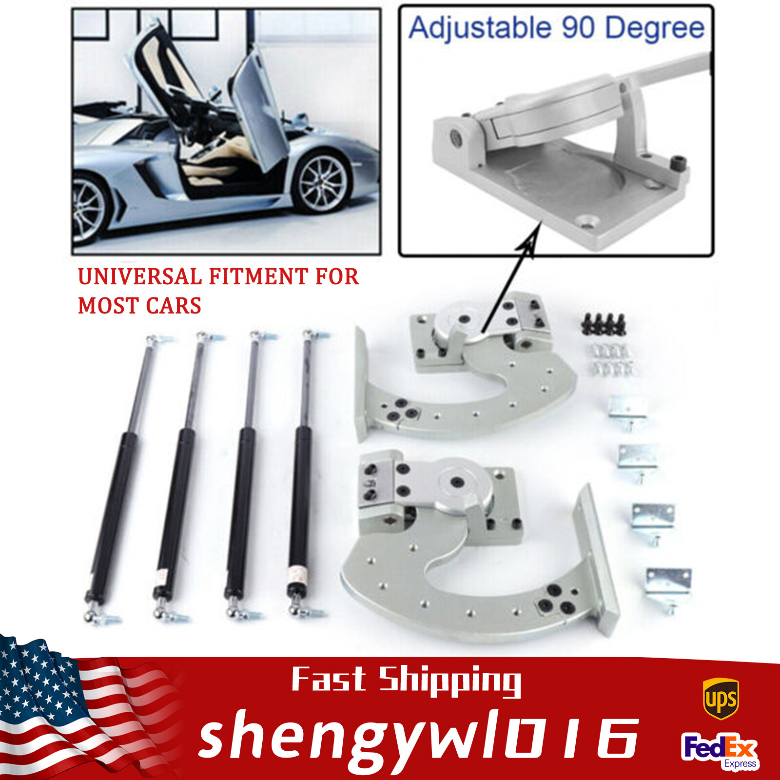 Adjustable Universal Lambo Door Bolt Kit 90 Degree for Most Car Vertical Doors