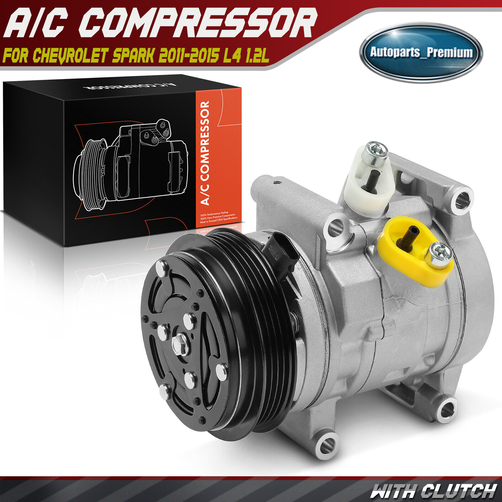 A/C Compressor with Clutch for Chevrolet Spark 2011 2012 2013 2014 2015 L4 1.2L