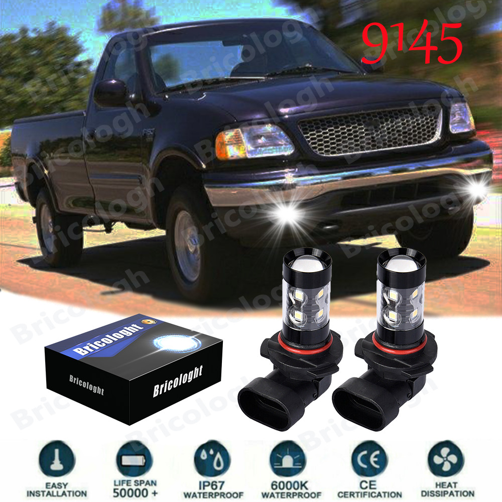For 2004-2014 Ford F 150 - 6000K white LED Fog Light Bulbs Combo 2x 9145