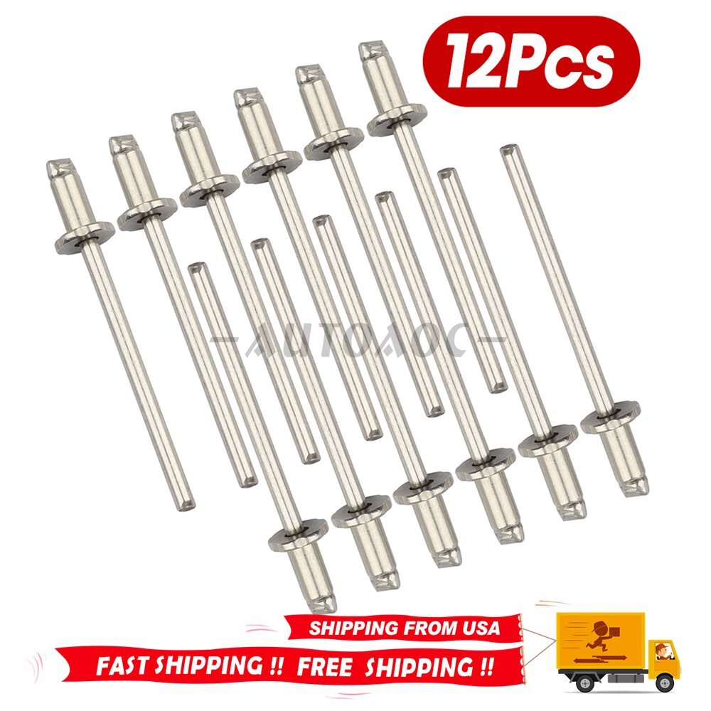12x Nos Dash Rivets Stainless Steel For GM Ford Chrysler AMC VIN Door Tag