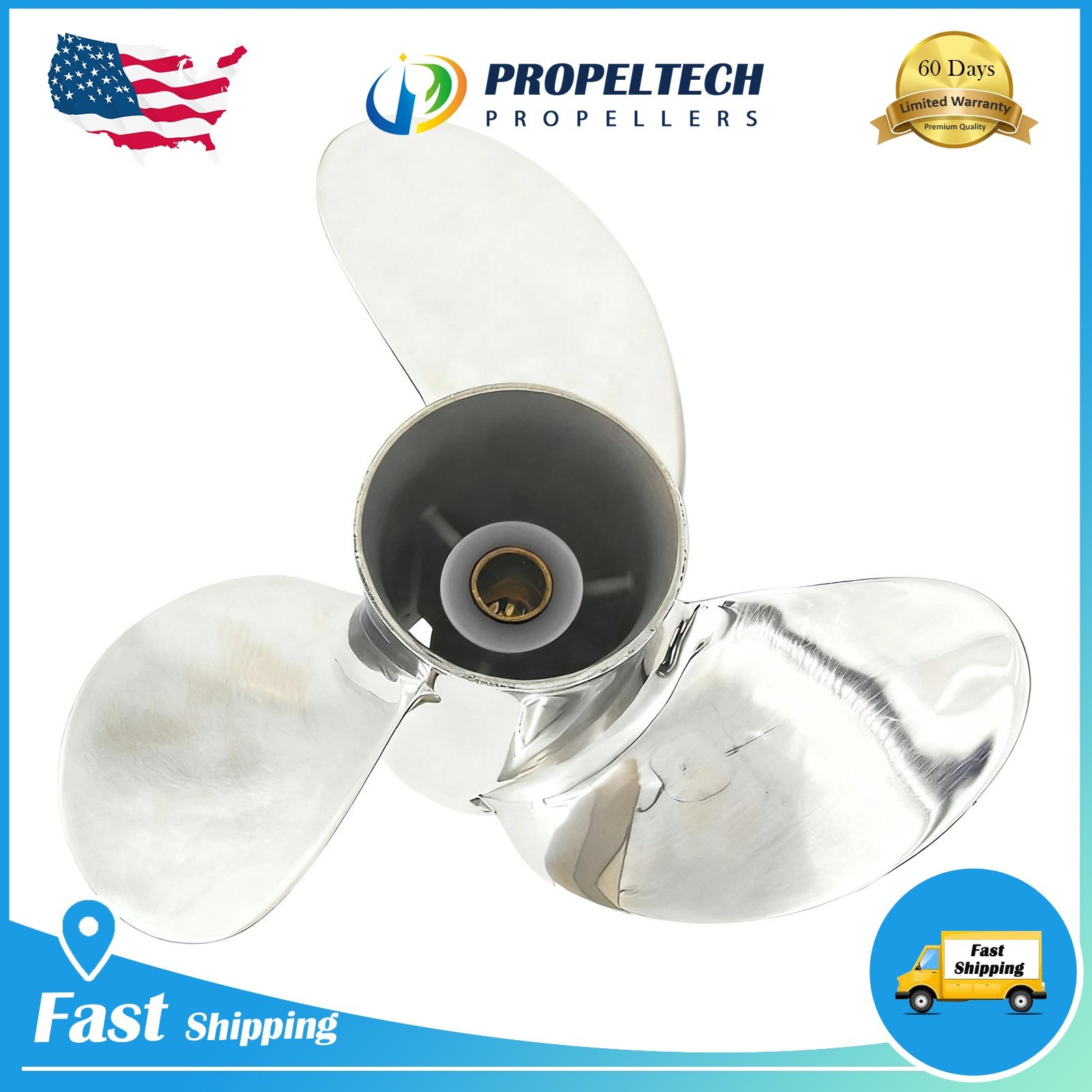 7.8 X 8 Stainless Steel Outboard Boat Propeller For Tohatsu 4/5/6HP 12 Spline RH 7.8 X 8 Stainless Steel Outboard Boat Propeller For Tohatsu 4/5/6HP 12 Spline RH