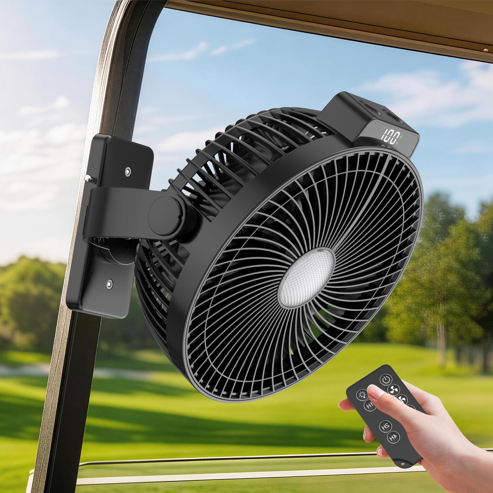 8-inch Magnetic Golf Cart Fan with Heavy-Duty Strap, 12000mAH Battery Operated F 8-inch Magnetic Golf Cart Fan with Heavy-Duty Strap, 12000mAH Battery Operated F