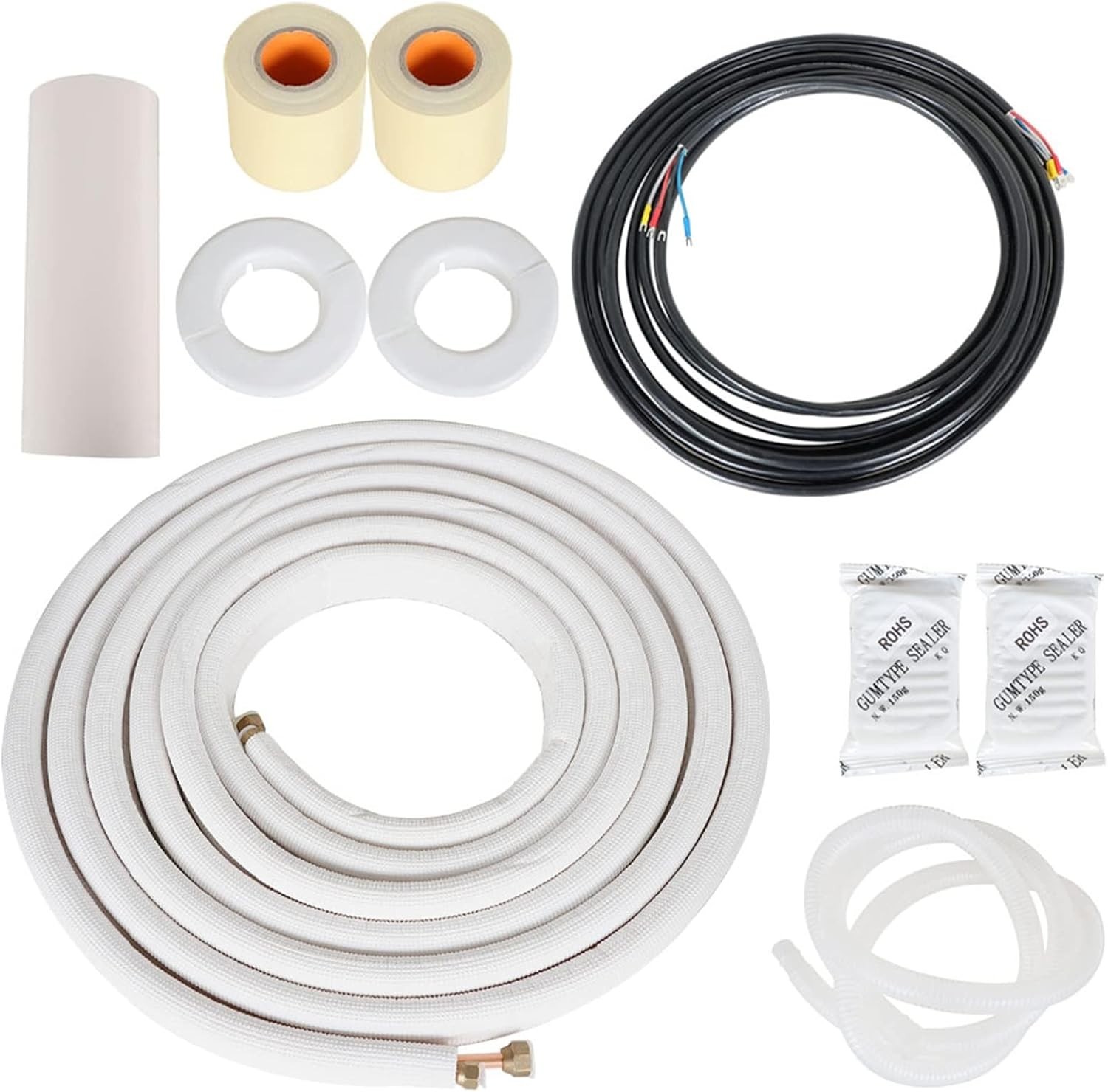 25FT Air Conditioning Tubing Hose Extension 1/4 and 3/8 Inch Twin Insulated 25FT Air Conditioning Tubing Hose Extension 1/4 and 3/8 Inch Twin Insulated