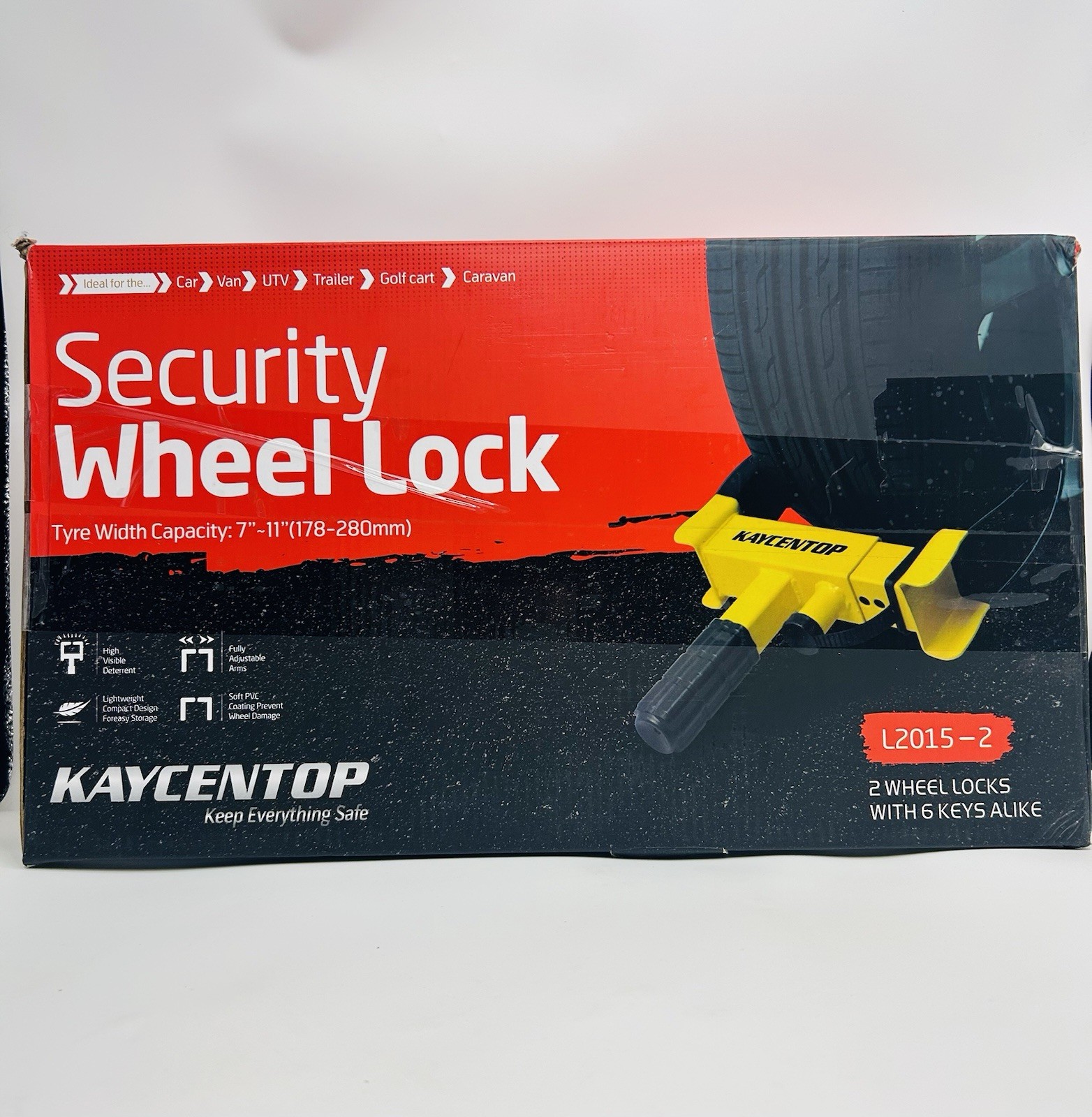 2 Pack Universal Wheel Lock - Yellow Anti-Theft Clamp for Vehicles *NEW*