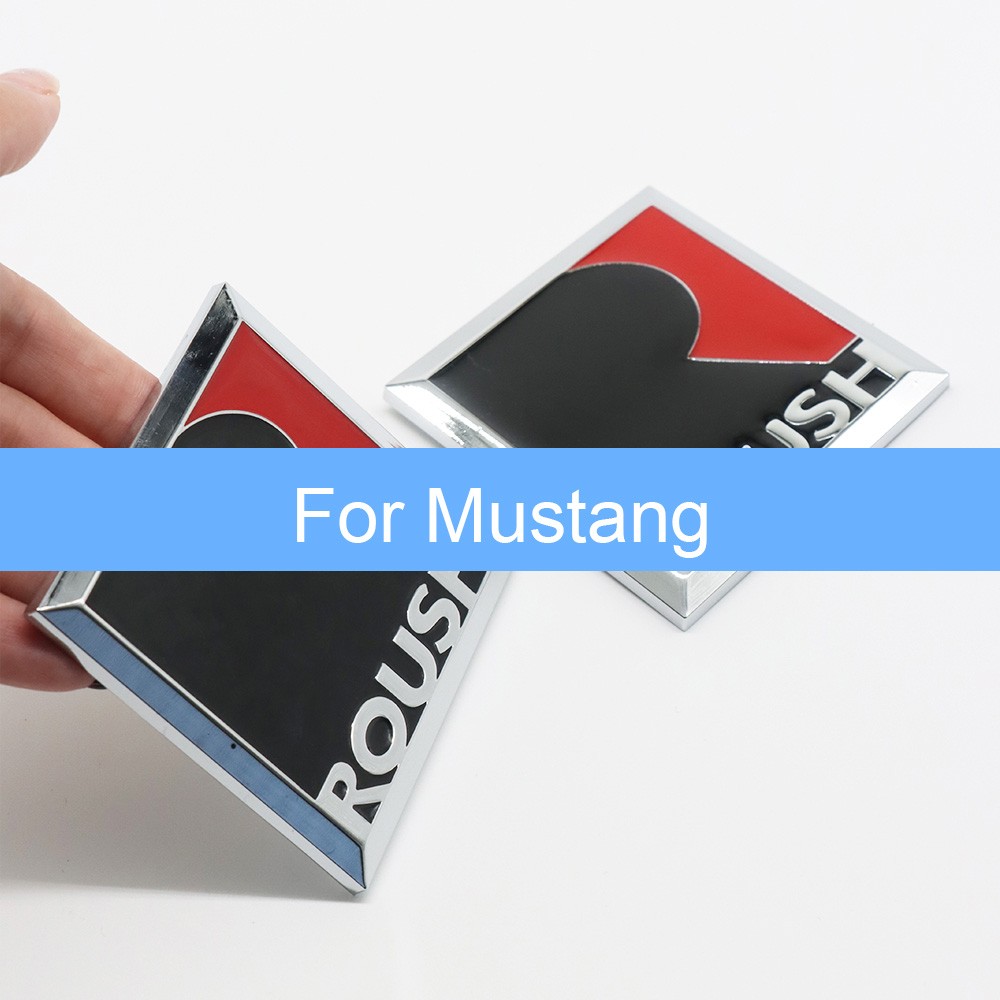 2Pcs Square Roush R Modification Emblem Metal Side Fender Badge For Mus-tang 2Pcs Square Roush R Modification Emblem Metal Side Fender Badge For Mus-tang