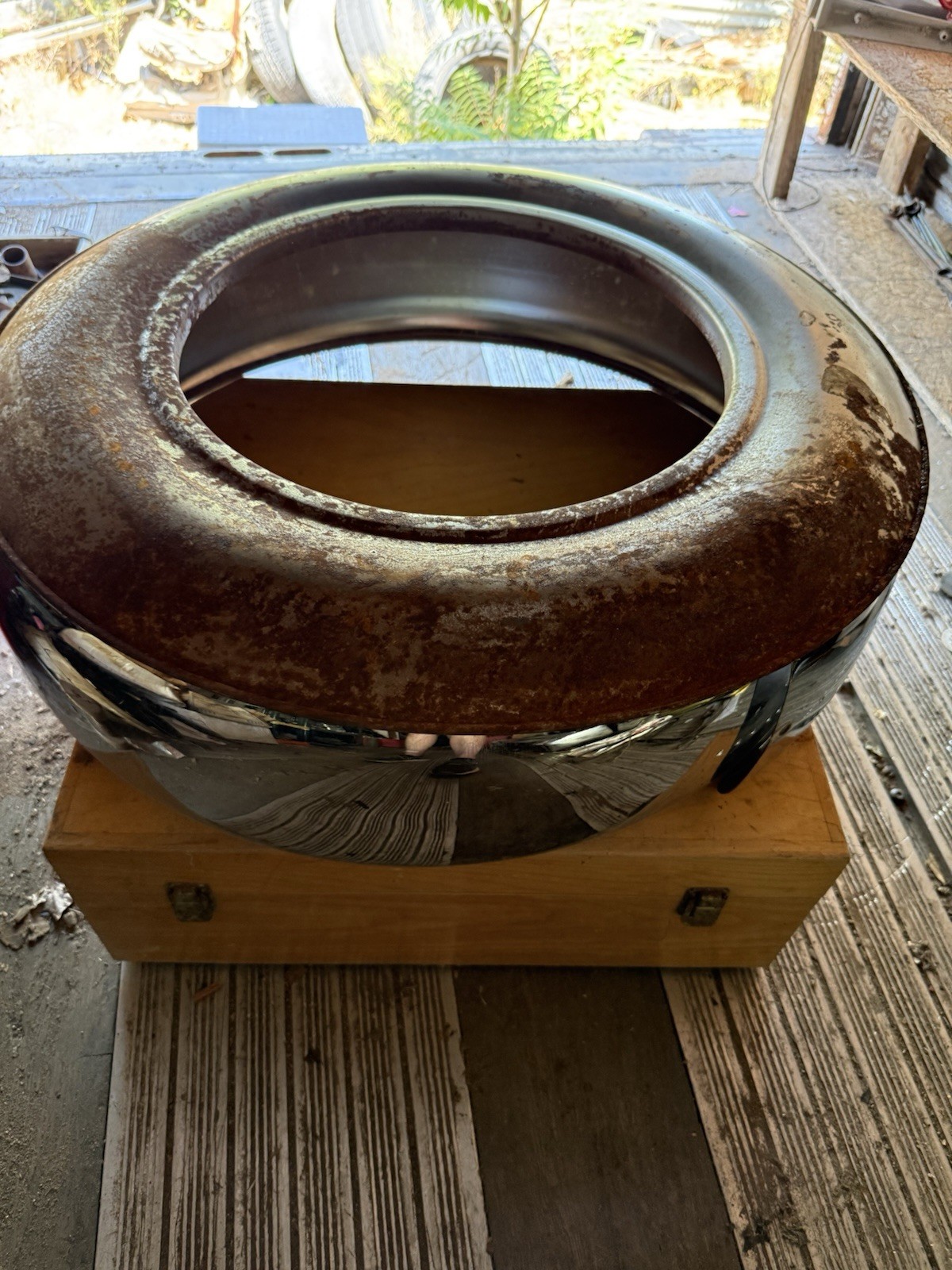1950s GM Continental Kit Spare Tire Chrome Ring & Metal Face Plate OE Vintage