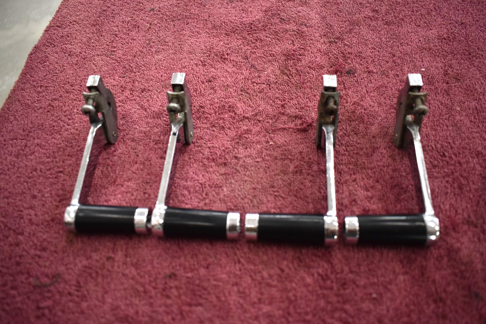 1964-65 Chrysler, 1964-66 Imperial Set/4 Interior Door Handles Black Trim OEM 1964-65 Chrysler, 1964-66 Imperial Set/4 Interior Door Handles Black Trim OEM