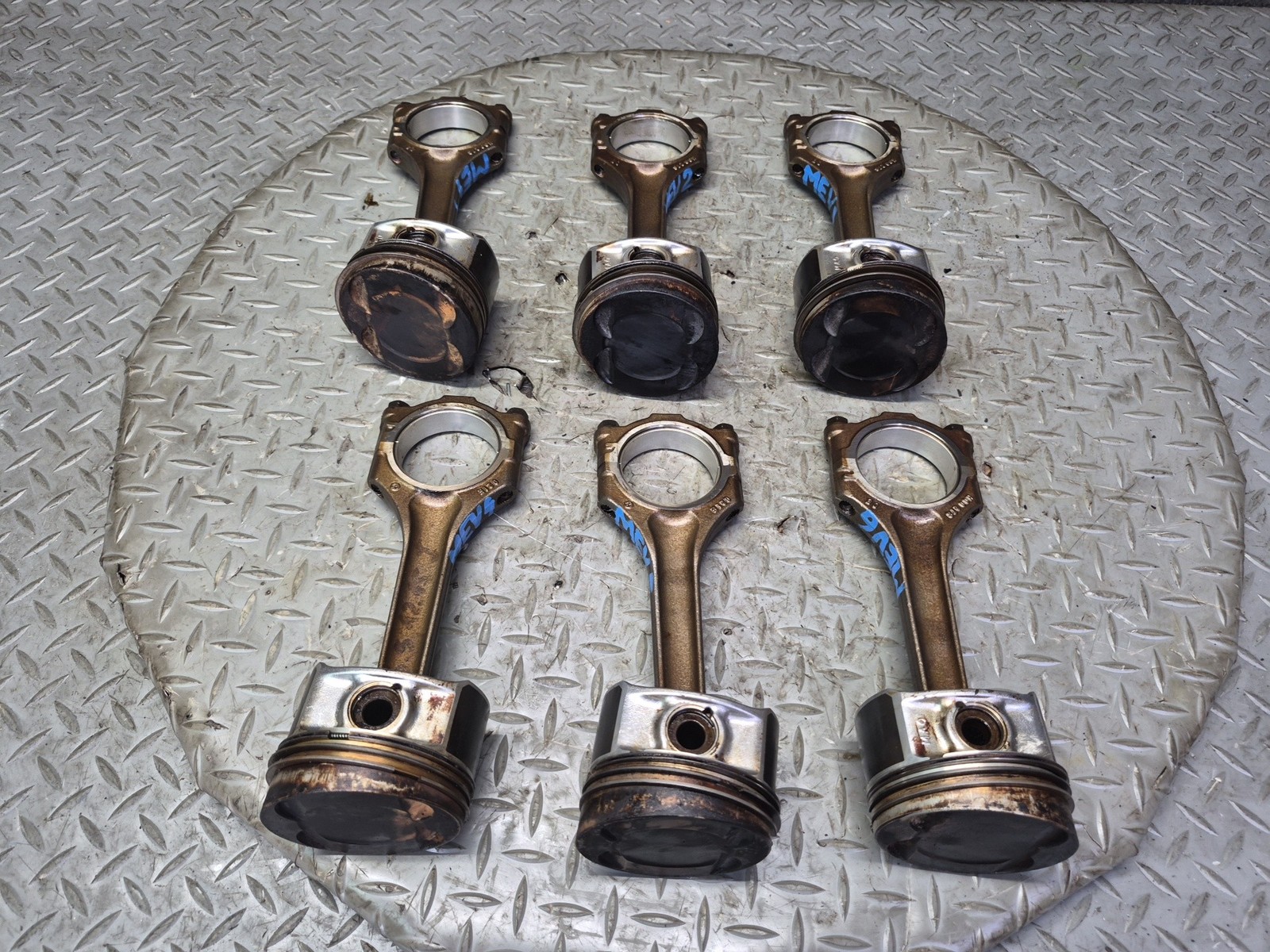 01-03 VW EUROVAN T4 2.8L AXK SET OF 6 ENGINE PISTON CONNECTING ROD 108k OEM