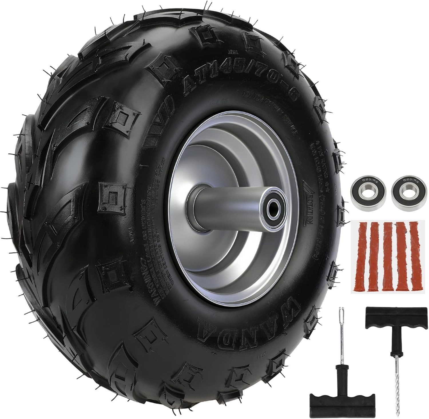 145/70-6 Front Wheel Rims V-Tread Tires Kit For Moto 80cc 105cc CT100U GMB100