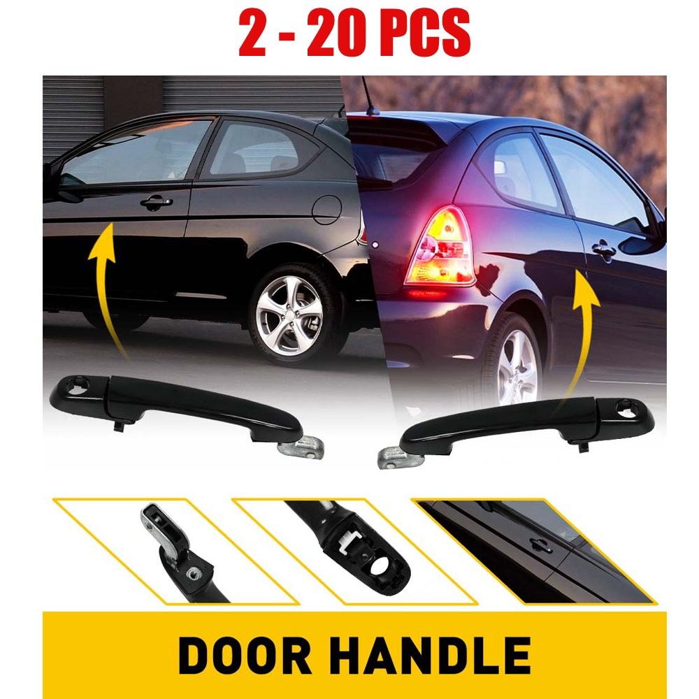2-20 Exterior Outside Door Handles Black Left Right for 2006-2011 Hyundai Accent