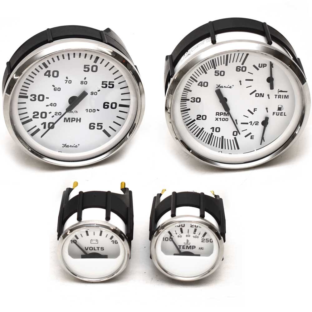 Faria Boat Gauge Set | Mercury Euro Silver Series (Set Of 4)