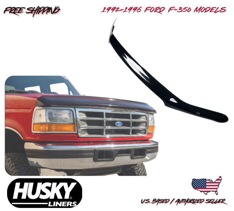 1992-1996 Ford F-350 High Profile BugFlector II Hood Bug Shield Protector Smoke 1992-1996 Ford F-350 High Profile BugFlector II Hood Bug Shield Protector Smoke