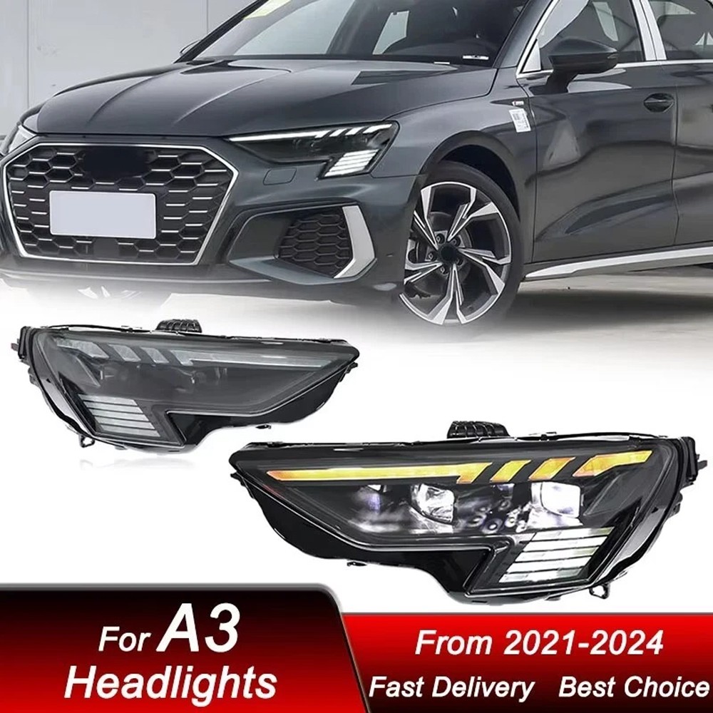 Upgrade Matrix Headlights Assembly For Audi A3 2021-2024 Sequential Signal Lamps