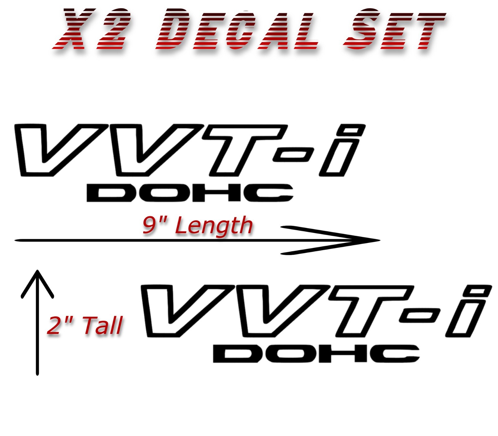 2x Black VVT-I DOHC Stickers Vinyl  For Toyota VVTI TRD Supra JDM Celica