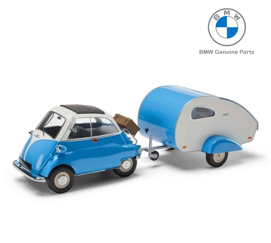 1:18 Genuine BMW Isetta + Trailer Set , Blue White by Minichamps