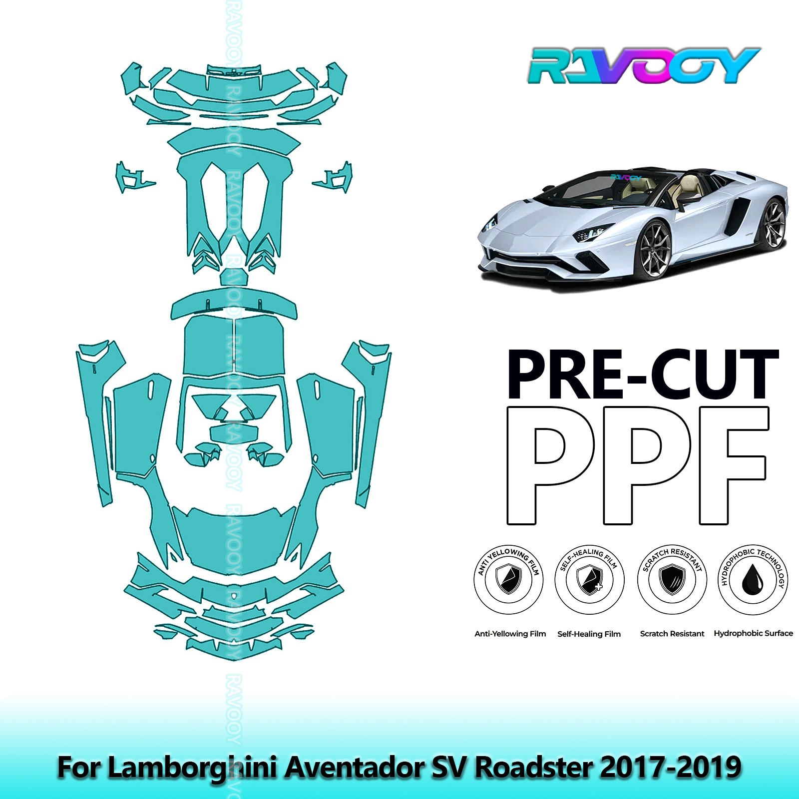 PreCut Paint Protection PPF Kit For Lamborghini Aventador SV Roadster 2017-2019