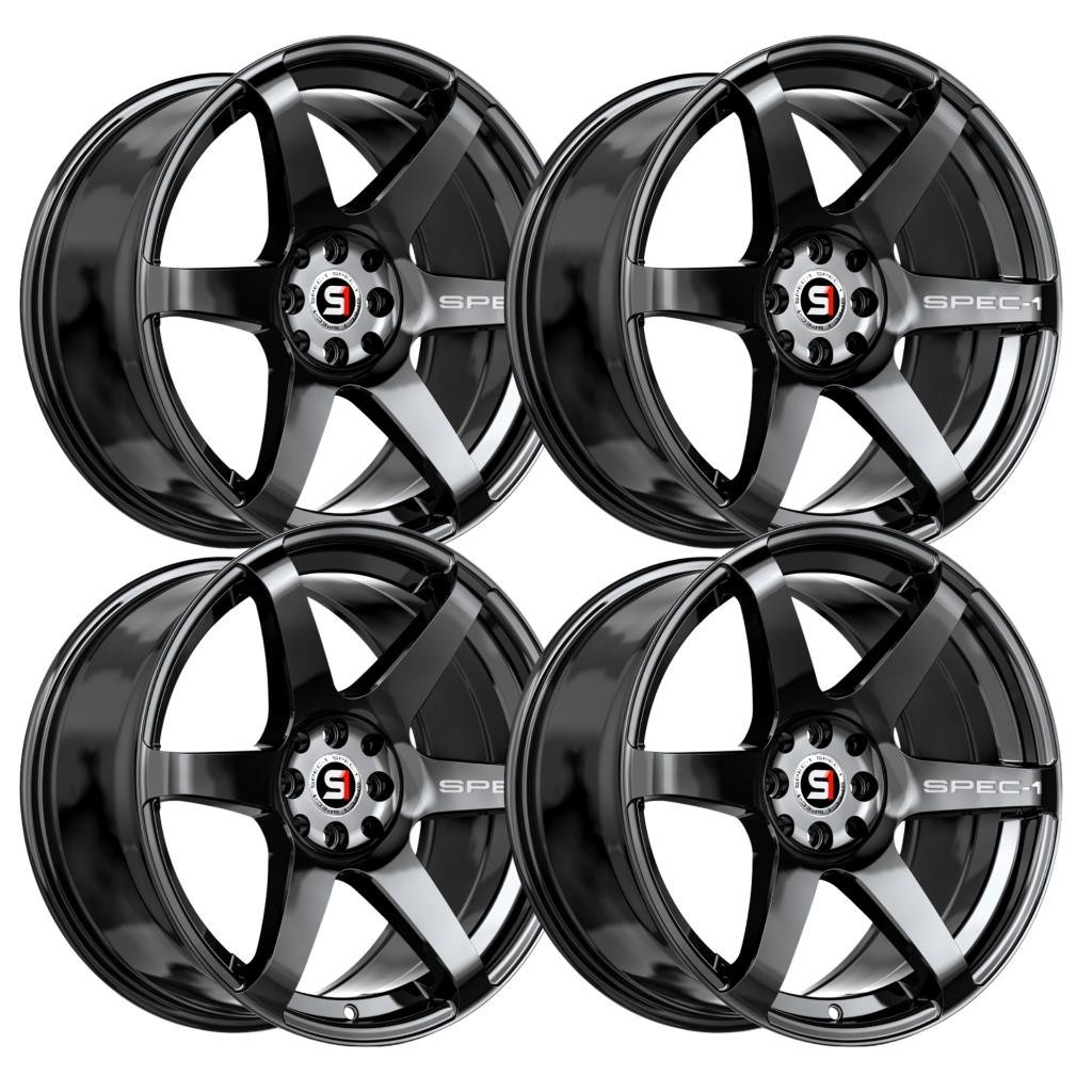 (Set-4) Spec-1 SPT-32 17x8 5x108/5x114.3 42mm Gloss Black wheels rims 17 Inch