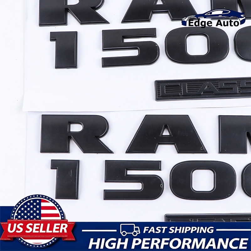 2Pcs Front Door Letters Emblems Fits For 2013-2024 RAM 1500 Classic Matte Black