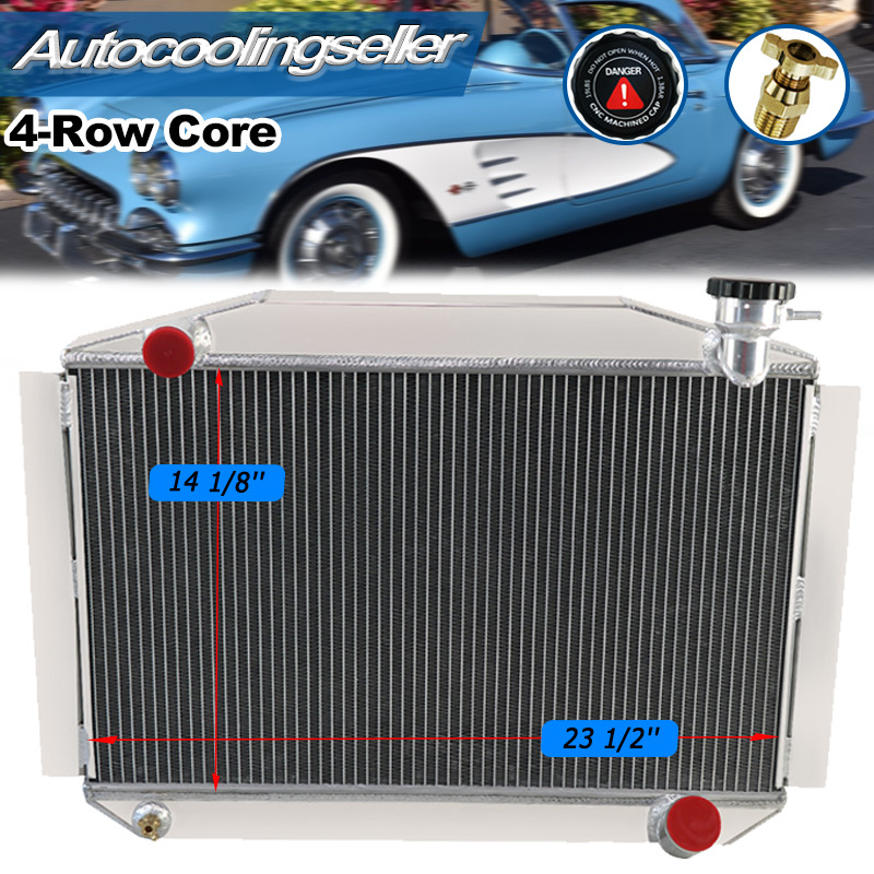4 Rows Aluminum Radiator Fit 1955-1960 1956 1959 Chevrolet C1 Chevy 350 V8 MT
