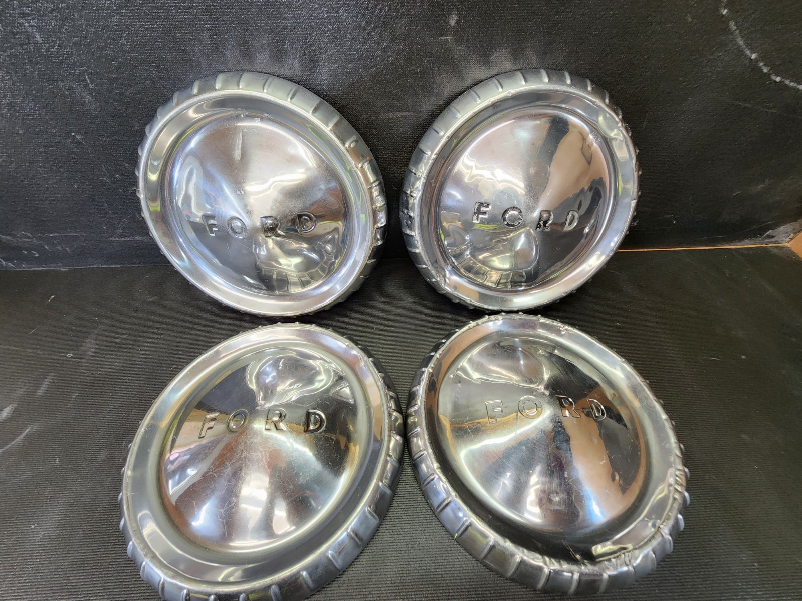1961 62 63 Ford Falcon Dog Dish Wheel Cover Center Cap Poverty Hubcap Set 4 OEM